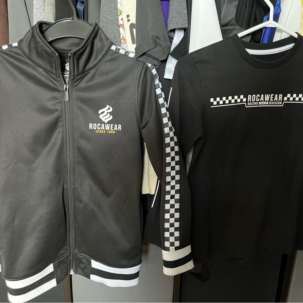 Rocawear Black and Gray Kids Hoodie and Sweatshirt Set